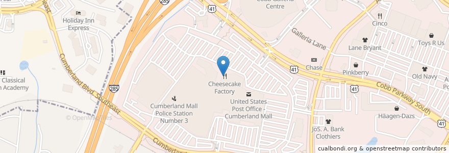 Mapa de ubicacion de The Cheesecake Factory en United States, Georgia, Cobb County.