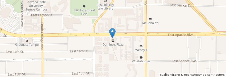 Mapa de ubicacion de Jimmy John's en アメリカ合衆国, アリゾナ州, Maricopa County, Tempe.