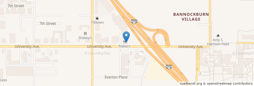 Mapa de ubicacion de 7 Leaves Cafe en Amerika Birleşik Devletleri, Kaliforniya, Riverside County, Riverside.