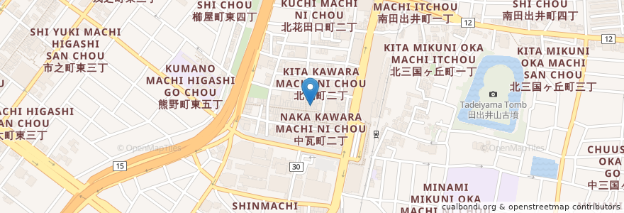 Mapa de ubicacion de 杵つきそば en Japão, 大阪府, 堺市, 堺区.