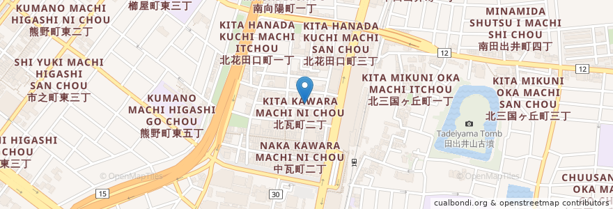 Mapa de ubicacion de 麺座ぎん en Japão, 大阪府, 堺市, 堺区.