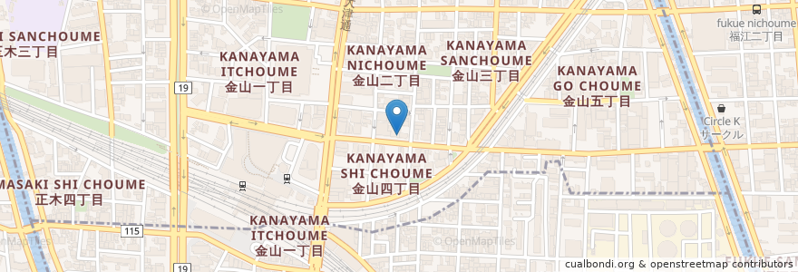 Mapa de ubicacion de とんぺら屋 en Япония, Айти, 名古屋市, 中区.