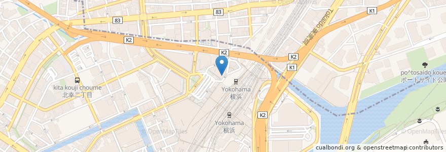 Mapa de ubicacion de マーファカフェ en 日本, 神奈川縣, 横滨市, 西区, 神奈川区.