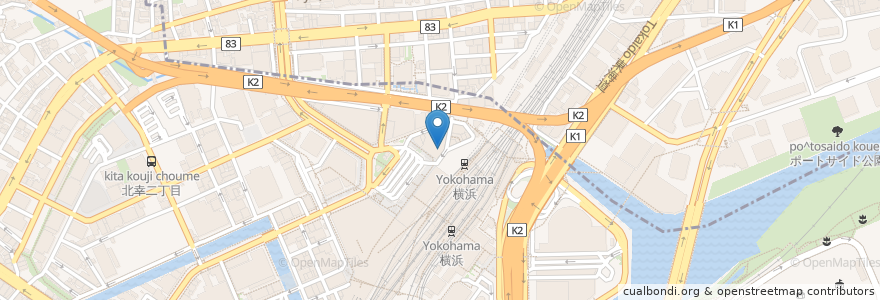 Mapa de ubicacion de カフェ・ド・ファリニエール en Japan, 神奈川県, Yokohama, 西区, 神奈川区.