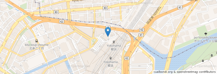 Mapa de ubicacion de ハングリータイガー en 日本, 神奈川県, 横浜市, 西区, 神奈川区.