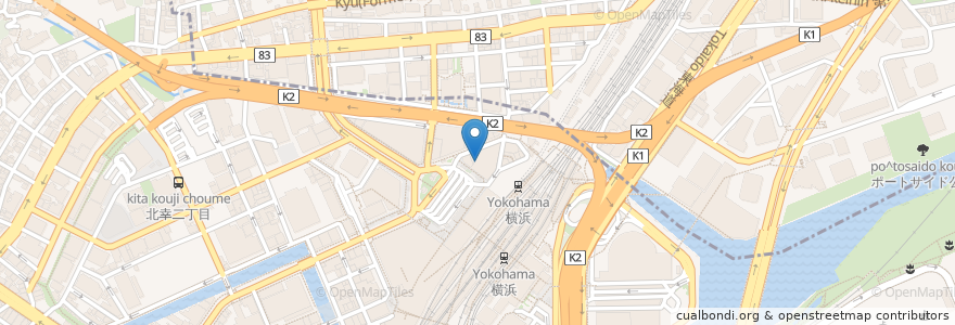 Mapa de ubicacion de 権之介 en 일본, 가나가와현, 요코하마시, 西区, 神奈川区.