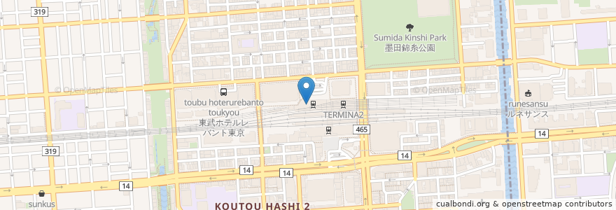 Mapa de ubicacion de つばめグリル en Japonya, 東京都, 墨田区.