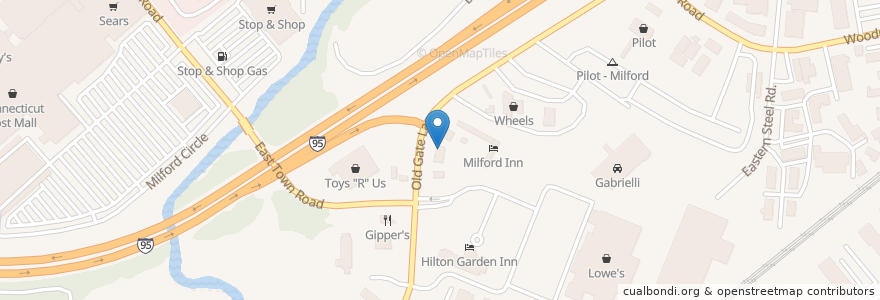 Mapa de ubicacion de Popeyes en Stati Uniti D'America, Connecticut, New Haven County, Milford.