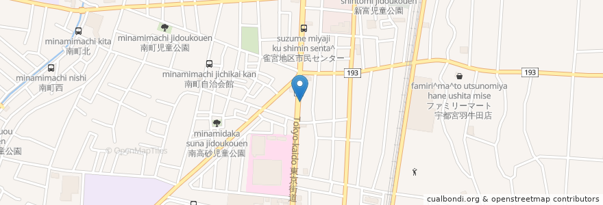 Mapa de ubicacion de 宇都宮末広郵便局 en Japão, 栃木県, 宇都宮市.