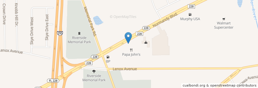 Mapa de ubicacion de Waffle House en États-Unis D'Amérique, Floride, Comté De Duval, Jacksonville.