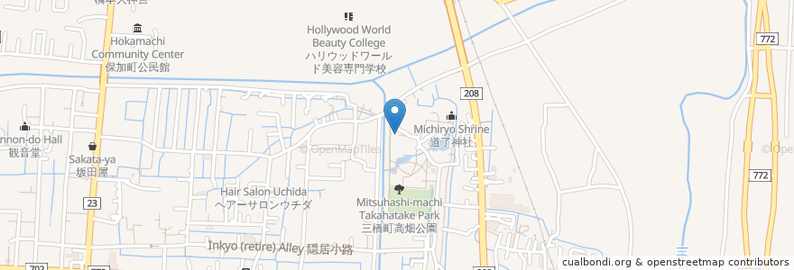 Mapa de ubicacion de 太郎稲荷神社・天満神社・大国神 en Japan, 福岡県, 柳川市.