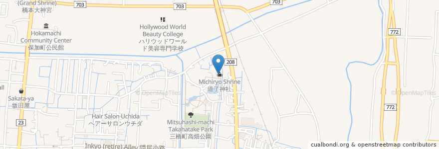 Mapa de ubicacion de 道了神社 en 日本, 福岡県, 柳川市.