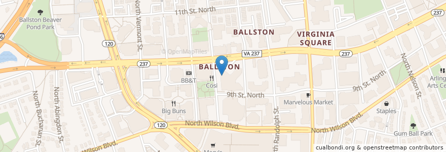 Mapa de ubicacion de Bank of america en Stati Uniti D'America, Virginia, Arlington County, Arlington.