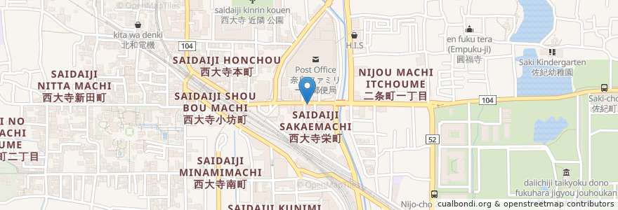 Mapa de ubicacion de 鶏乃門 en Japan, Präfektur Nara, 奈良市.