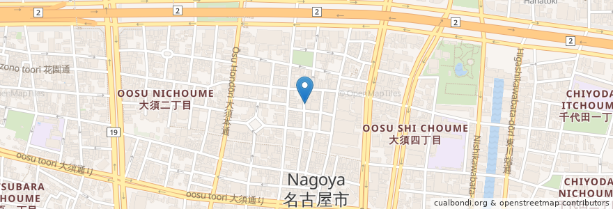 Mapa de ubicacion de とりとん en Japonya, 愛知県, 名古屋市, 中区.
