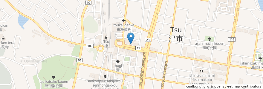 Mapa de ubicacion de 中嶋歯科 en Giappone, Prefettura Di Mie, 津市.