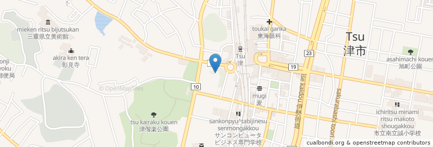 Mapa de ubicacion de 三重縣護国神社 en Japan, 三重県, 津市.