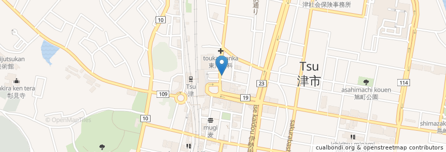 Mapa de ubicacion de トヨタレンタカー en اليابان, 三重県, 津市.