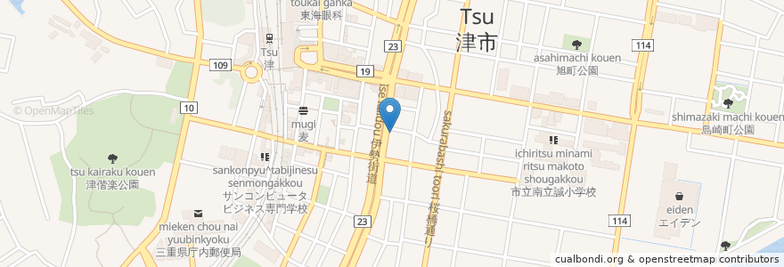 Mapa de ubicacion de 日産レンタカー en اليابان, 三重県, 津市.