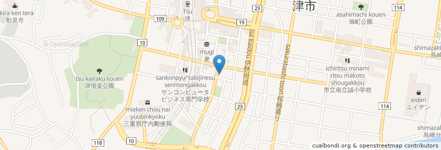 Mapa de ubicacion de 大観亭 en Japão, 三重県, 津市.