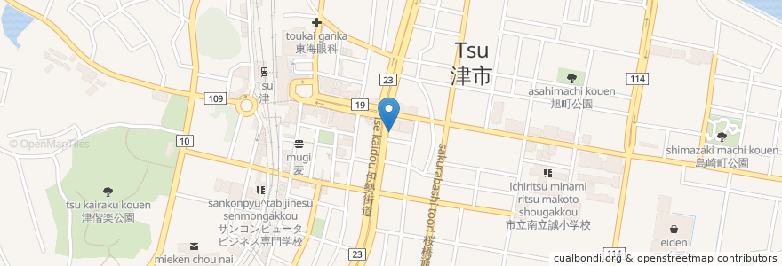 Mapa de ubicacion de 戸田歯科 en Japonya, 三重県, 津市.