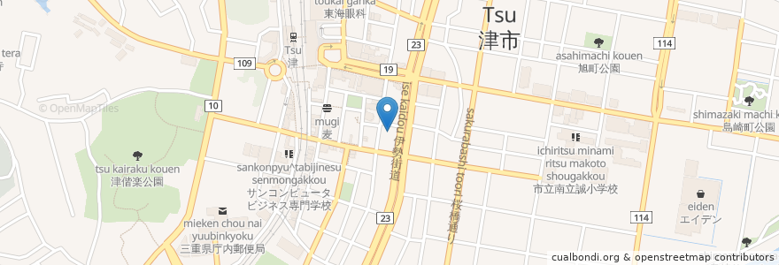 Mapa de ubicacion de COSMO en Jepun, 三重県, 津市.
