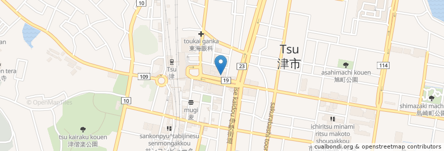 Mapa de ubicacion de 津信用金庫 en Japan, 三重県, 津市.