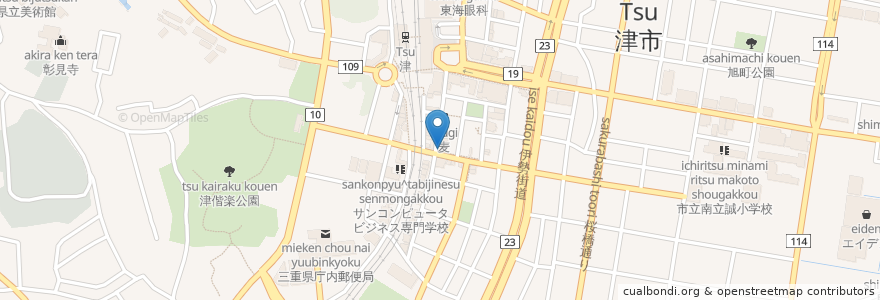 Mapa de ubicacion de 錦誠堂調剤薬局 en Japan, Präfektur Mie, 津市.