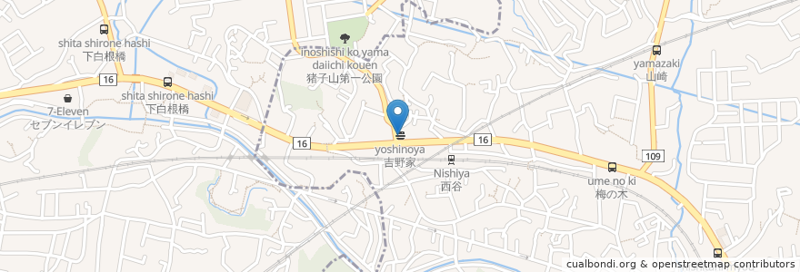 Mapa de ubicacion de 吉野家 en 日本, 神奈川県, 横浜市, 保土ヶ谷区.