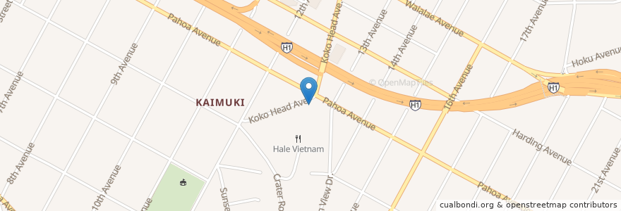 Mapa de ubicacion de Kaimuki Fire Station en 美利坚合众国/美利堅合眾國, United States Of America (Middle Hawai'ian Islands Territorial Waters), 夏威夷州, Honolulu, 檀香山市县.