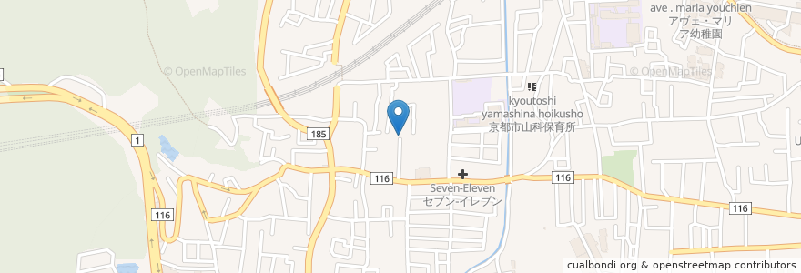 Mapa de ubicacion de 元慶寺 en Japón, Prefectura De Kioto, Kioto, 山科区.