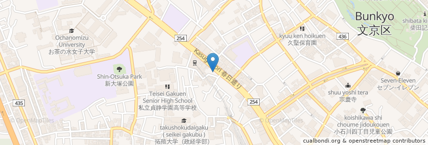 Mapa de ubicacion de なか卯 en ژاپن, 東京都, 文京区.