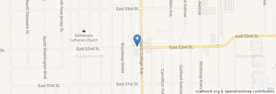 Mapa de ubicacion de BlueIndy: 685 East 52nd Street en 미국, 인디애나 주, Indianapolis.