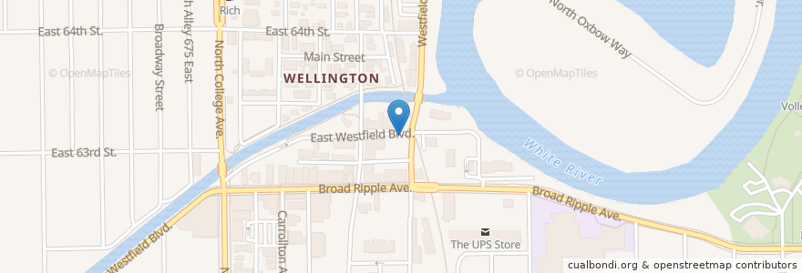 Mapa de ubicacion de BlueIndy: 945 East Westfield Boulevard en Estados Unidos Da América, Indiana, Indianapolis.