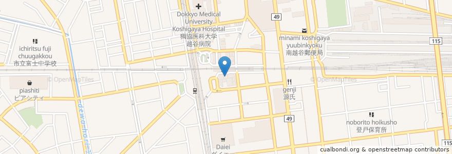 Mapa de ubicacion de 松乃家 en Japonya, 埼玉県, 越谷市.