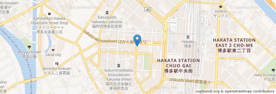 Mapa de ubicacion de タカラ薬局 en Giappone, Prefettura Di Fukuoka, 福岡市, 博多区.