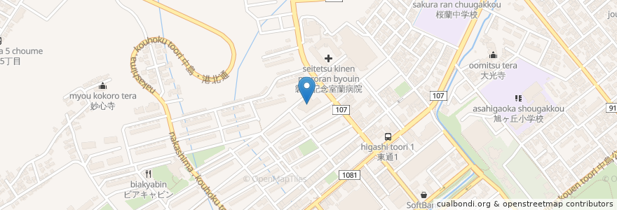 Mapa de ubicacion de 市立中島幼稚園 en Japan, Präfektur Hokkaido, 胆振総合振興局, 室蘭市.