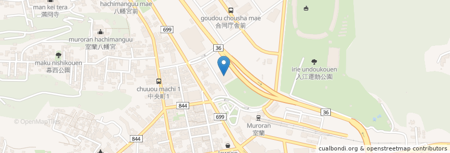 Mapa de ubicacion de サッポロドラッグストアー en Jepun, 北海道, 胆振総合振興局, 室蘭市.