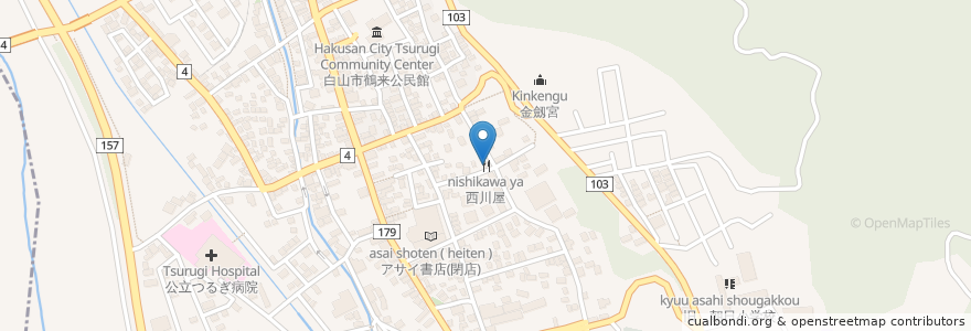 Mapa de ubicacion de 西川屋 en Japonya, 石川県, 白山市.