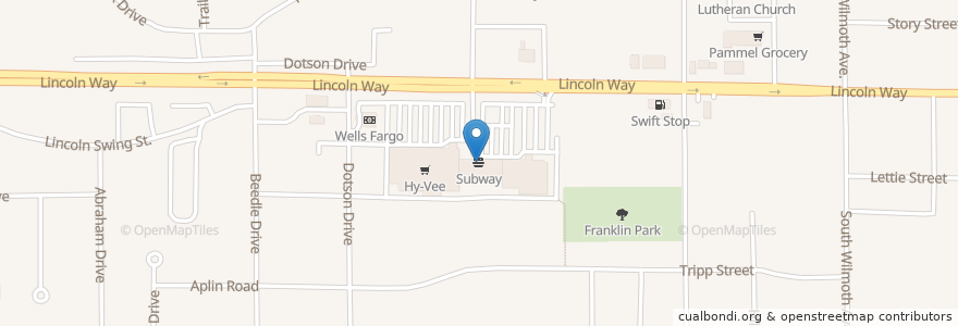 Mapa de ubicacion de Subway en Amerika Syarikat, Iowa, Story County, Ames.