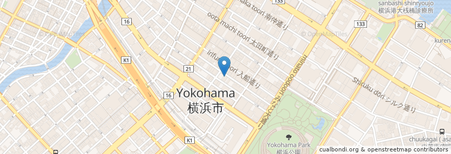 Mapa de ubicacion de たろー en 일본, 가나가와현, 요코하마시, 中区.