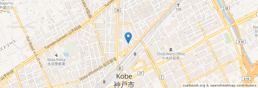 Mapa de ubicacion de 山内牧場 en Japão, 兵庫県, 神戸市, 中央区.