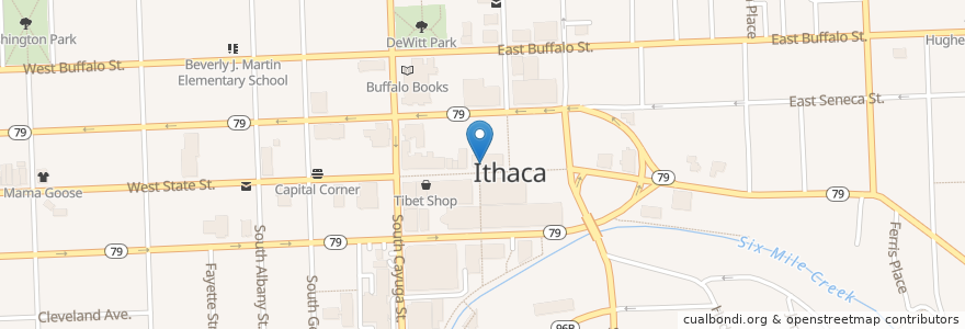 Mapa de ubicacion de Waffle Frolic en الولايات المتّحدة الأمريكيّة, نيويورك, Tompkins County, Ithaca Town, Ithaca.