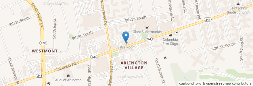 Mapa de ubicacion de Salsa Room en Estados Unidos De América, Virginia, Arlington County, Arlington.