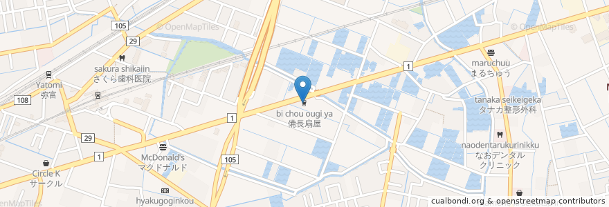 Mapa de ubicacion de 備長扇屋 en Japon, Préfecture D'Aichi, 弥富市.