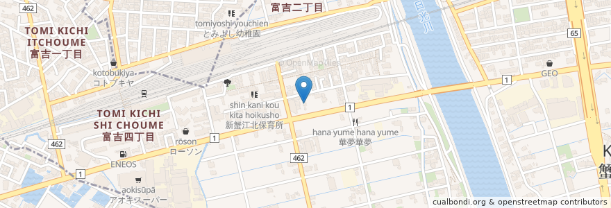 Mapa de ubicacion de 桑名信用金庫 en 日本, 愛知県, 海部郡, 蟹江町.