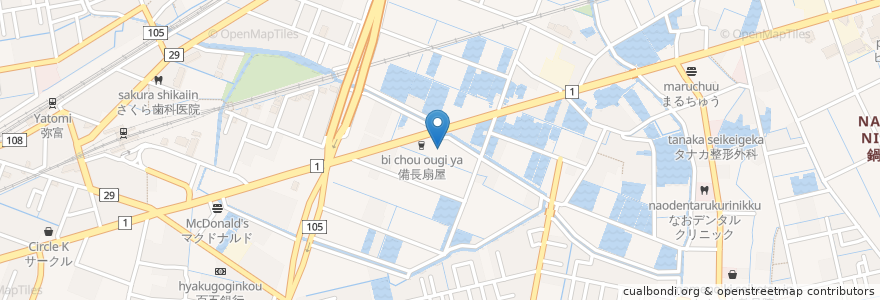 Mapa de ubicacion de かえで en 日本, 愛知県, 弥富市.