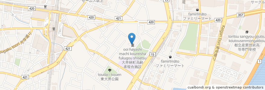 Mapa de ubicacion de 大井林町高齢者複合施設 en Japonya, 東京都, 品川区.