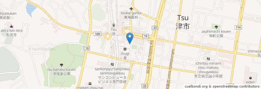 Mapa de ubicacion de 合歓の木 en Giappone, Prefettura Di Mie, 津市.