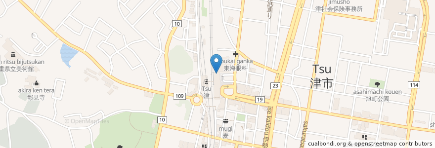 Mapa de ubicacion de ミスタードーナツ en 日本, 三重県, 津市.